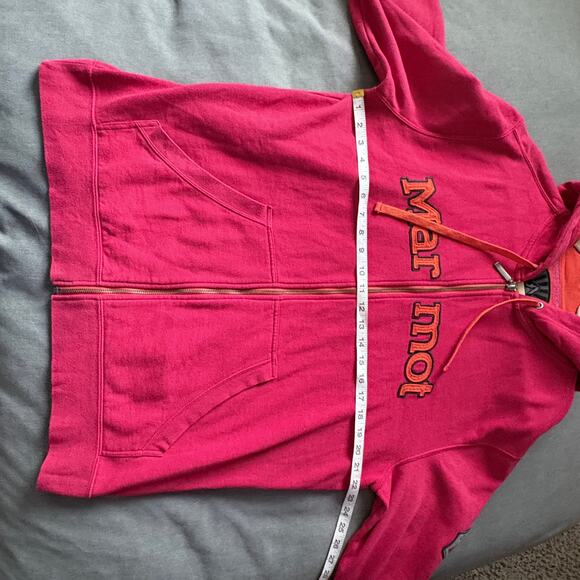 Marmot Women’s L Full Zip Hoodie Pink Fleece Jacket Outdoor Spell out Gorpcore - Picture 7 of 10